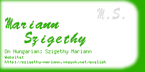 mariann szigethy business card